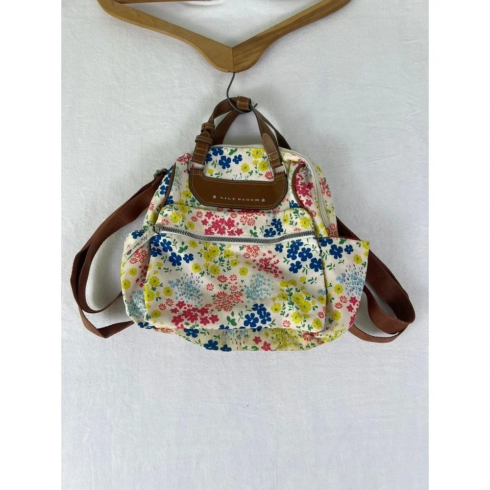 Lily Bloom Backpack Womens Medium Multi-Color‎ Floral Eco-Friendly Canvas Bag